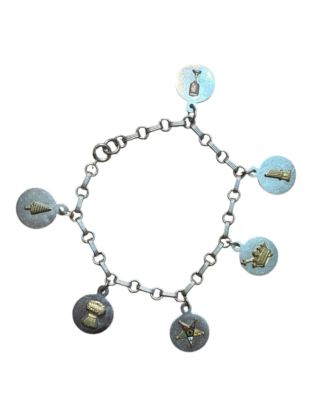 Vintage Silver-Tone Charm Bracelet with Disc Charms